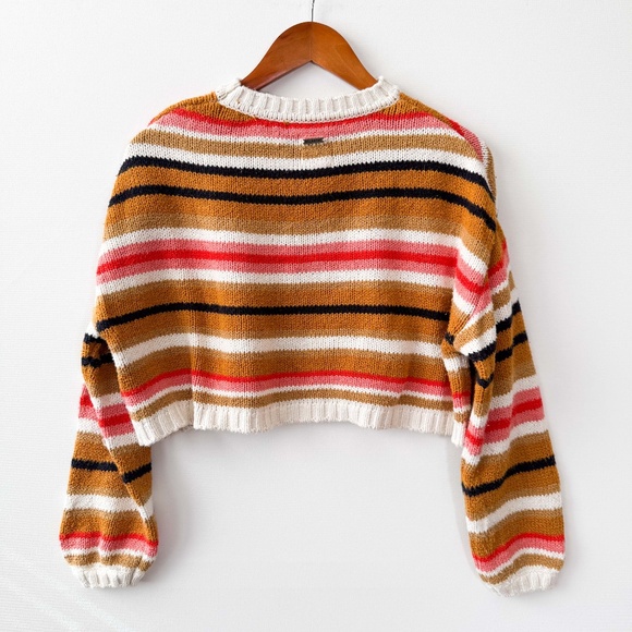 Billabong SO BOLD Fall Y2K Oversized Multi Color Cropped Cozy Boho Sweater Sz S - Picture 10 of 11